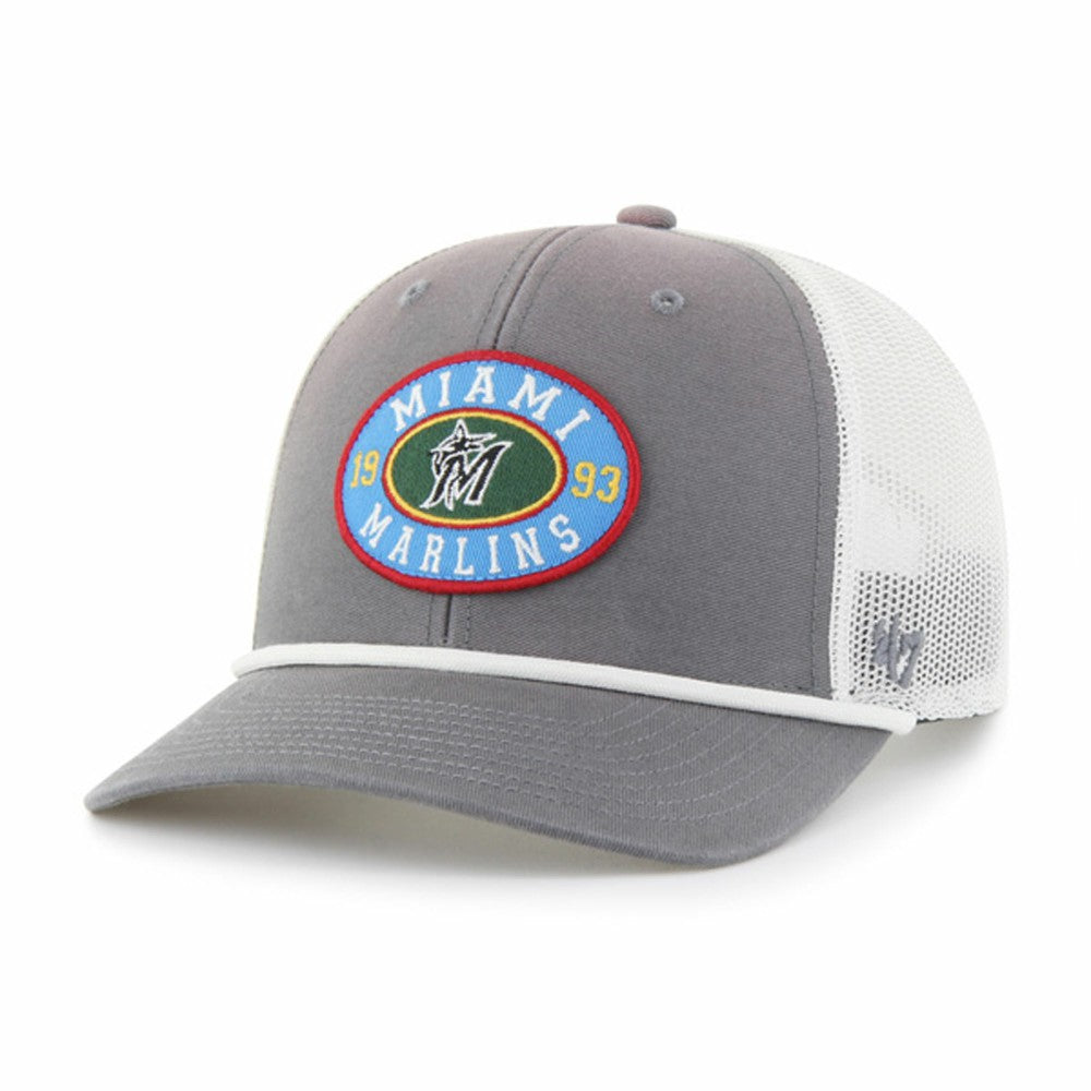 Gray/White Miami Marlins '47 Tide Sweep Rope Trucker Adjustable Hat