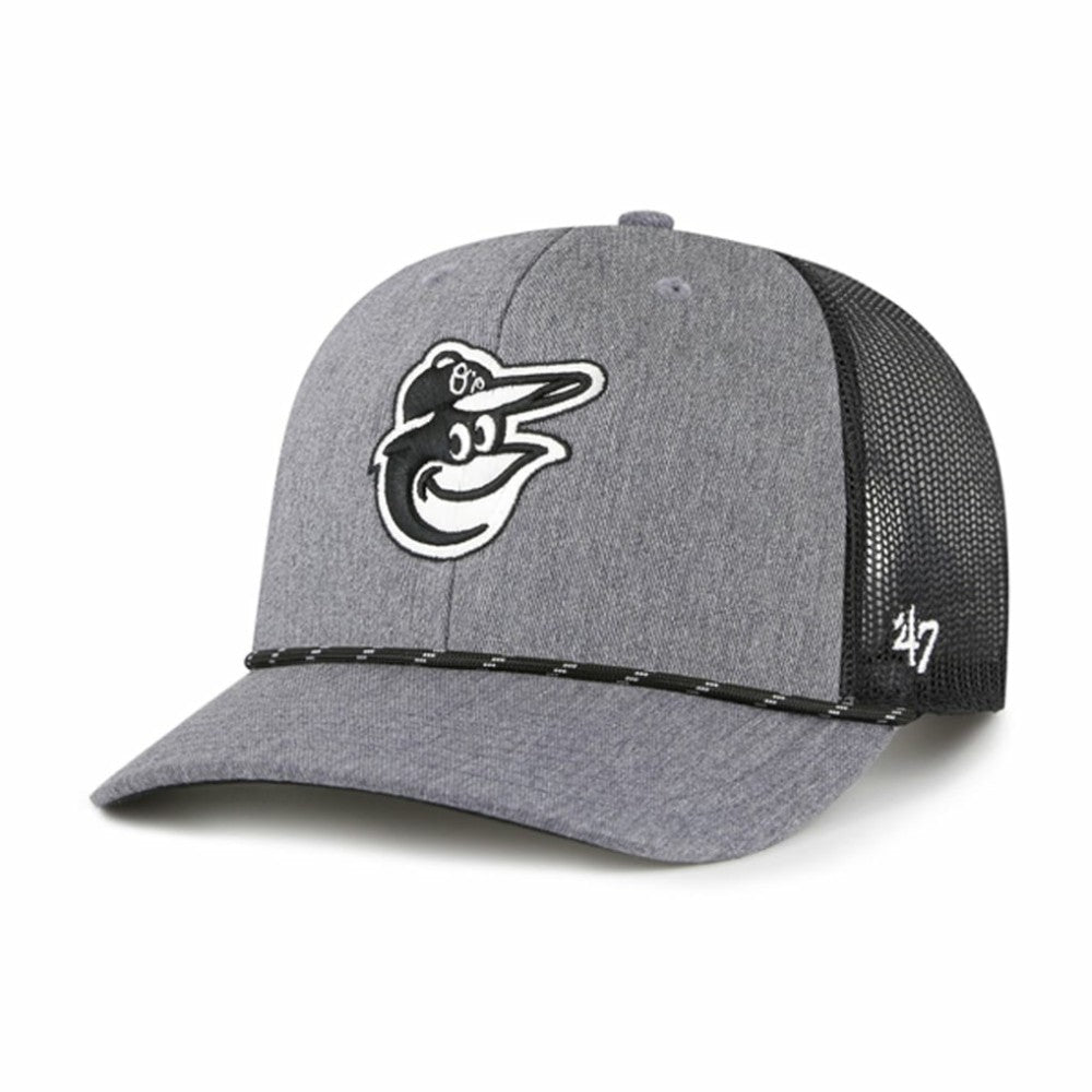 Charcoal Baltimore Orioles '47 Carbon Rope Trucker Adjustable Hat