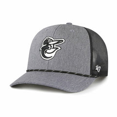 Charcoal Baltimore Orioles '47 Carbon Rope Trucker Adjustable Hat