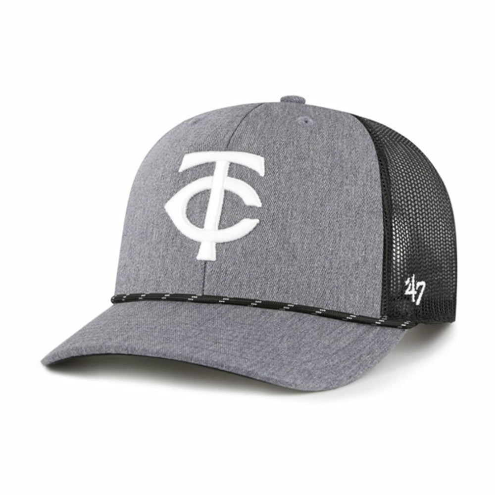 Charcoal Minnesota Twins '47 Carbon Rope Trucker Adjustable Hat