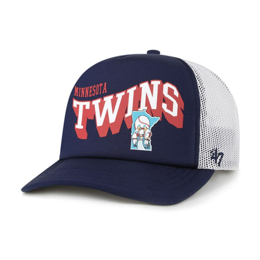 Navy Minnesota Twins '47 Meander Foam Trucker Snapback Hat