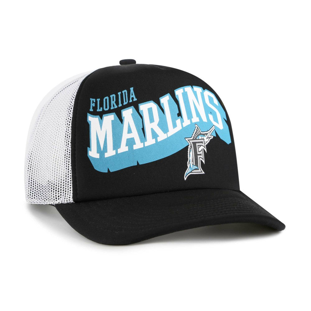 Black Miami Marlins '47 Meander Foam Trucker Snapback Hat