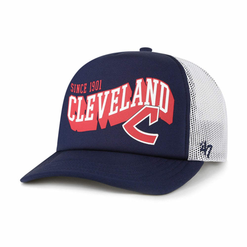 Navy Cleveland Guardians '47 Meander Foam Trucker Snapback Hat