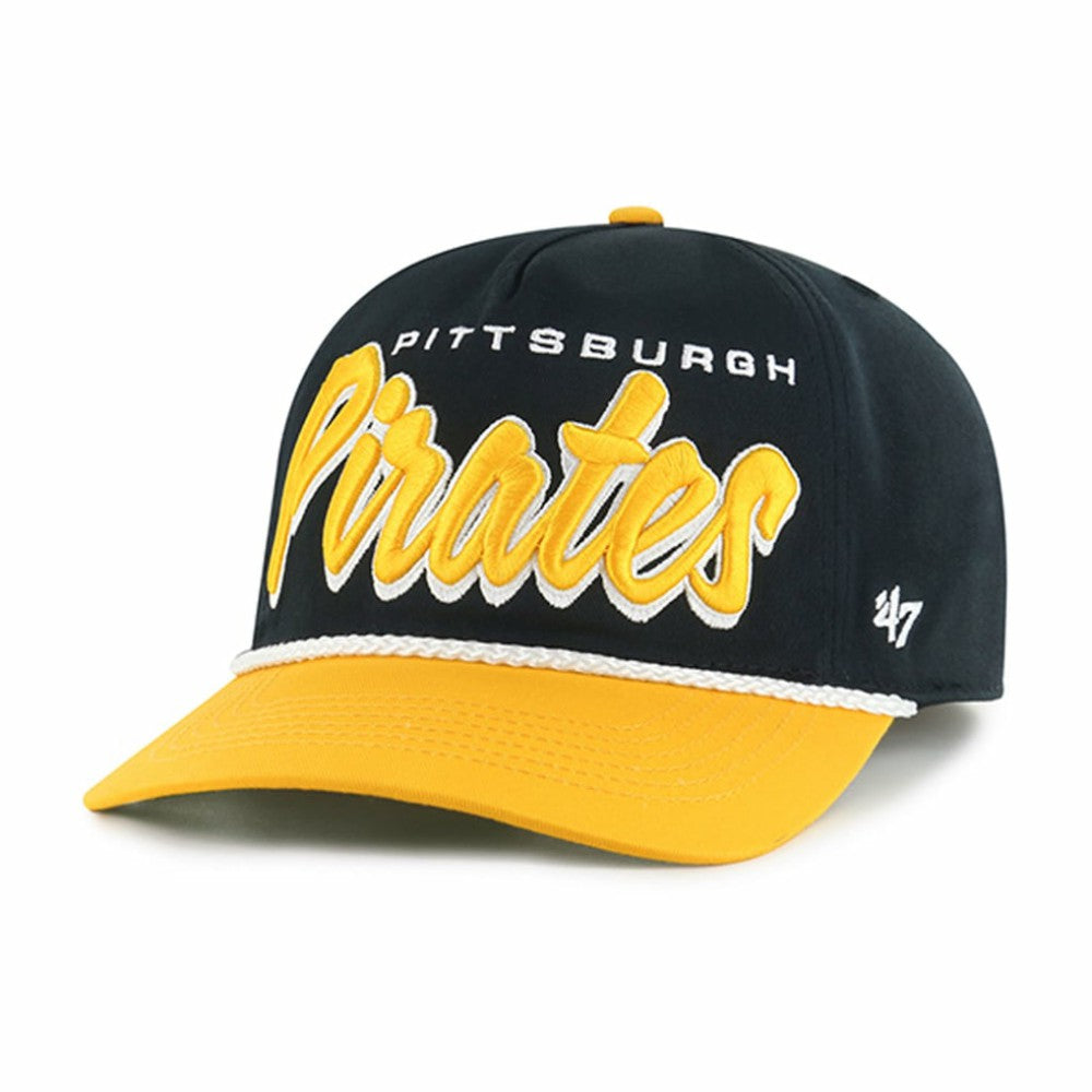 Black Pittsburgh Pirates '47 Dropshadow Rope Hitch Adjustable Hat