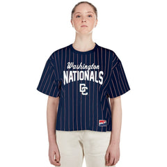 Navy Washington Nationals New Era Women's 2025 City Connect Pinstripe T-Shirt