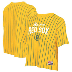 Yellow Boston Red Sox New Era Women's 2025 City Connect Pinstripe T-Shirt