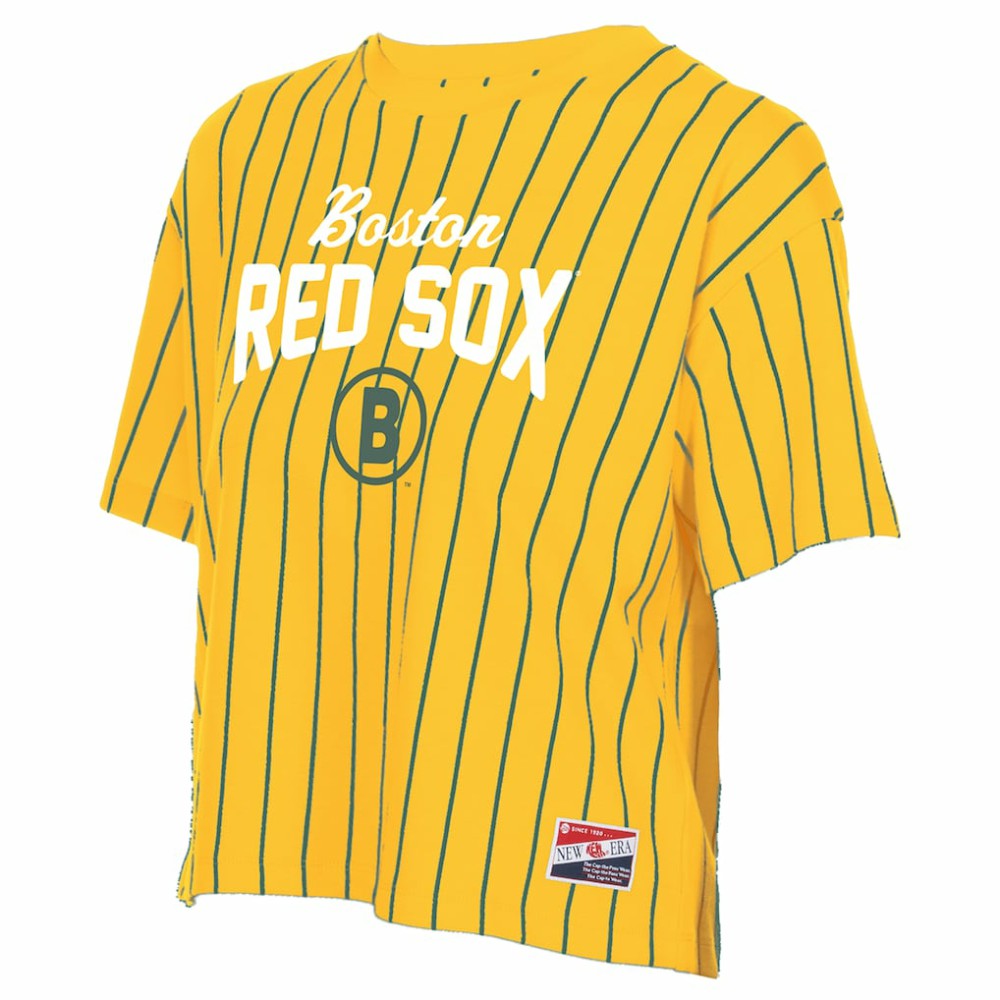 Yellow Boston Red Sox New Era Women's 2025 City Connect Pinstripe T-Shirt