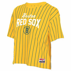 Yellow Boston Red Sox New Era Women's 2025 City Connect Pinstripe T-Shirt