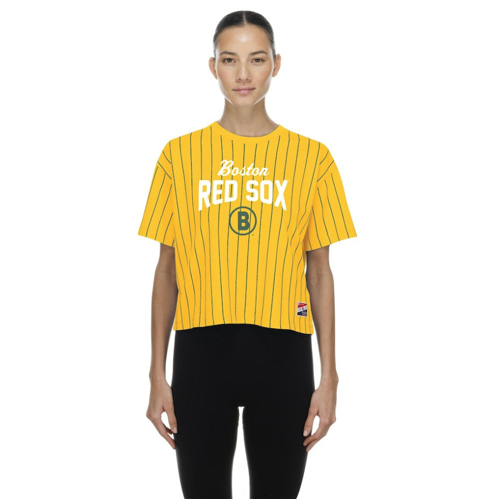 Yellow Boston Red Sox New Era Women's 2025 City Connect Pinstripe T-Shirt