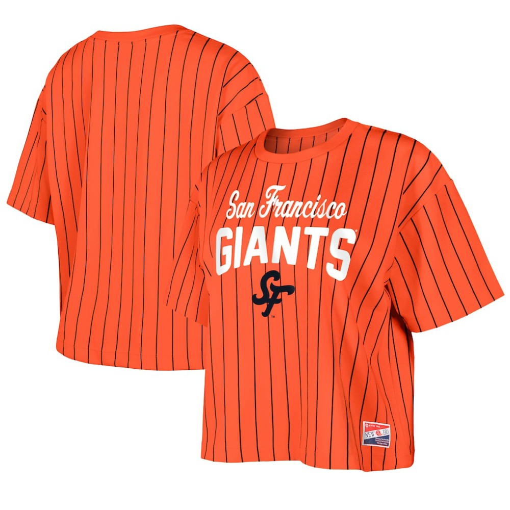 Orange San Francisco Giants New Era Women's 2025 City Connect Boxy Pinstripe T-Shirt