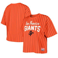 Orange San Francisco Giants New Era Women's 2025 City Connect Boxy Pinstripe T-Shirt