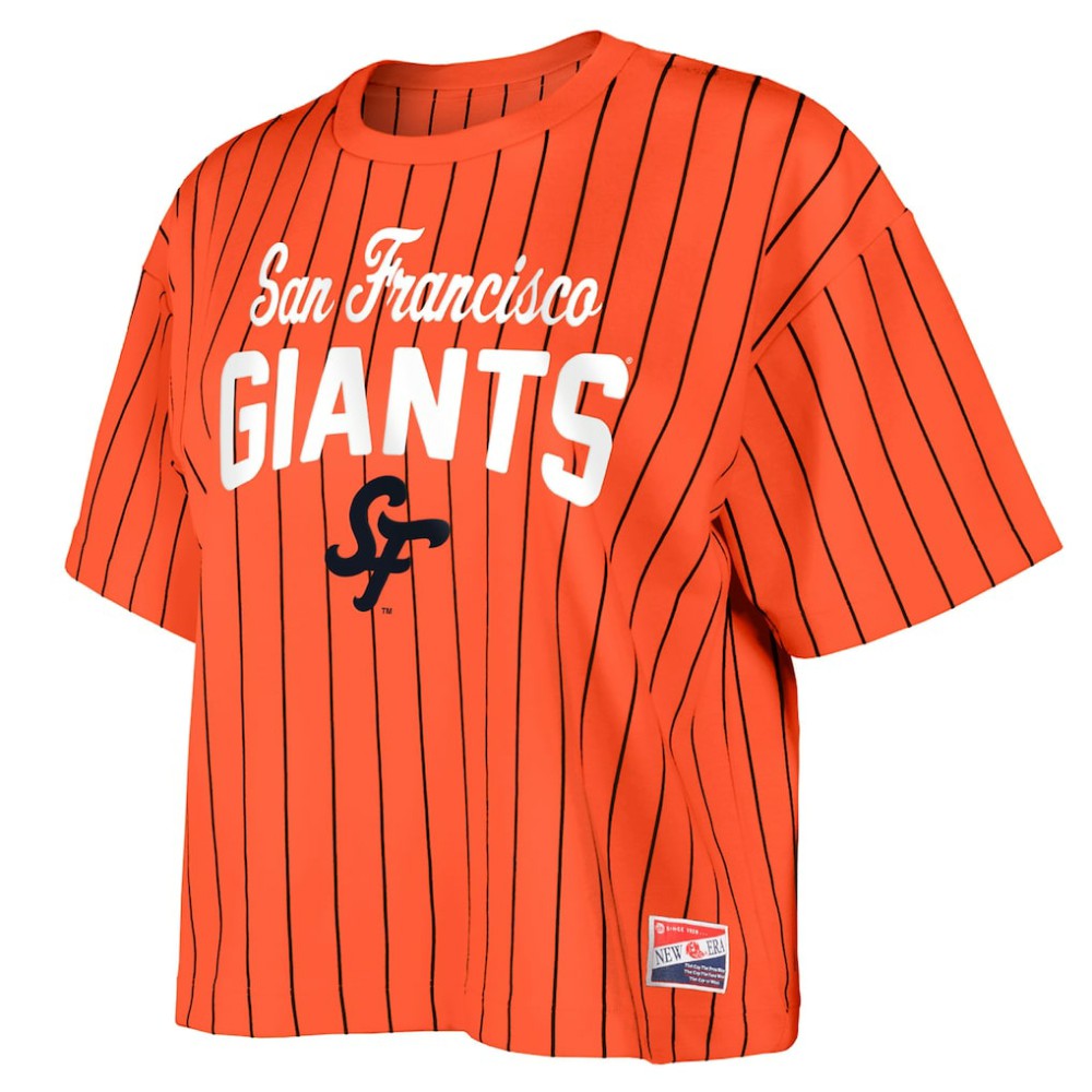 Orange San Francisco Giants New Era Women's 2025 City Connect Boxy Pinstripe T-Shirt