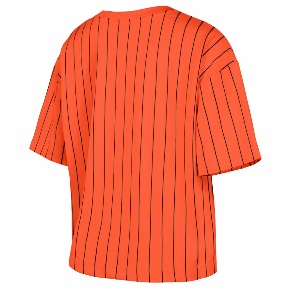 Orange San Francisco Giants New Era Women's 2025 City Connect Boxy Pinstripe T-Shirt
