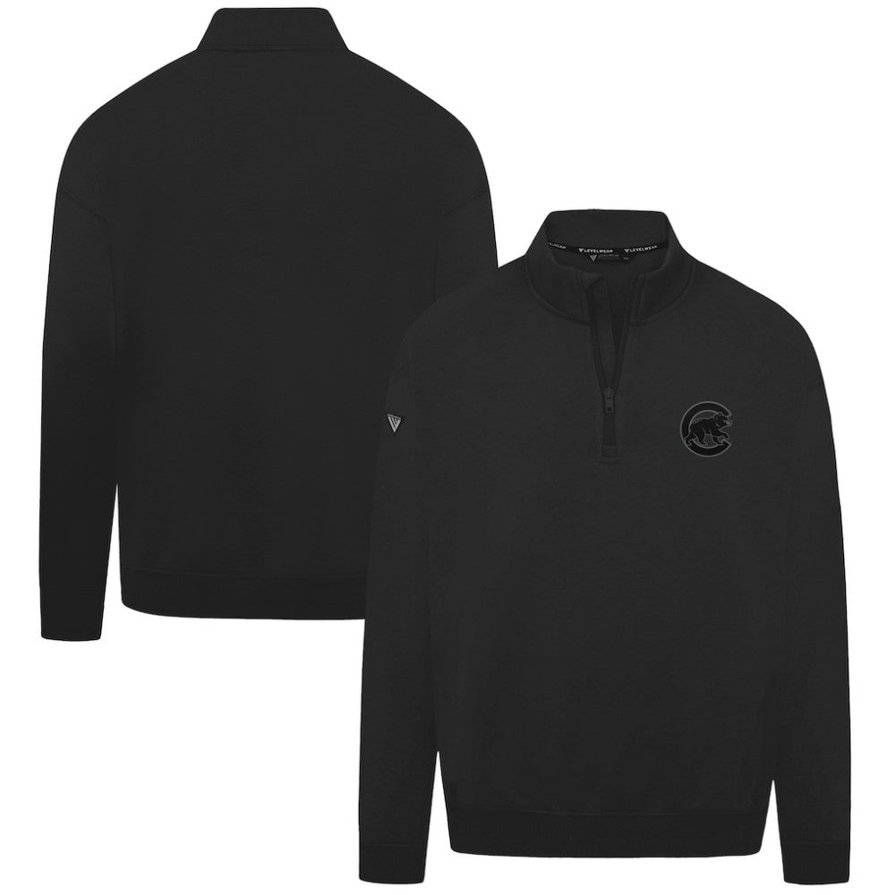 Black Chicago Cubs Levelwear Murray Nightfall Quarter-Zip Top