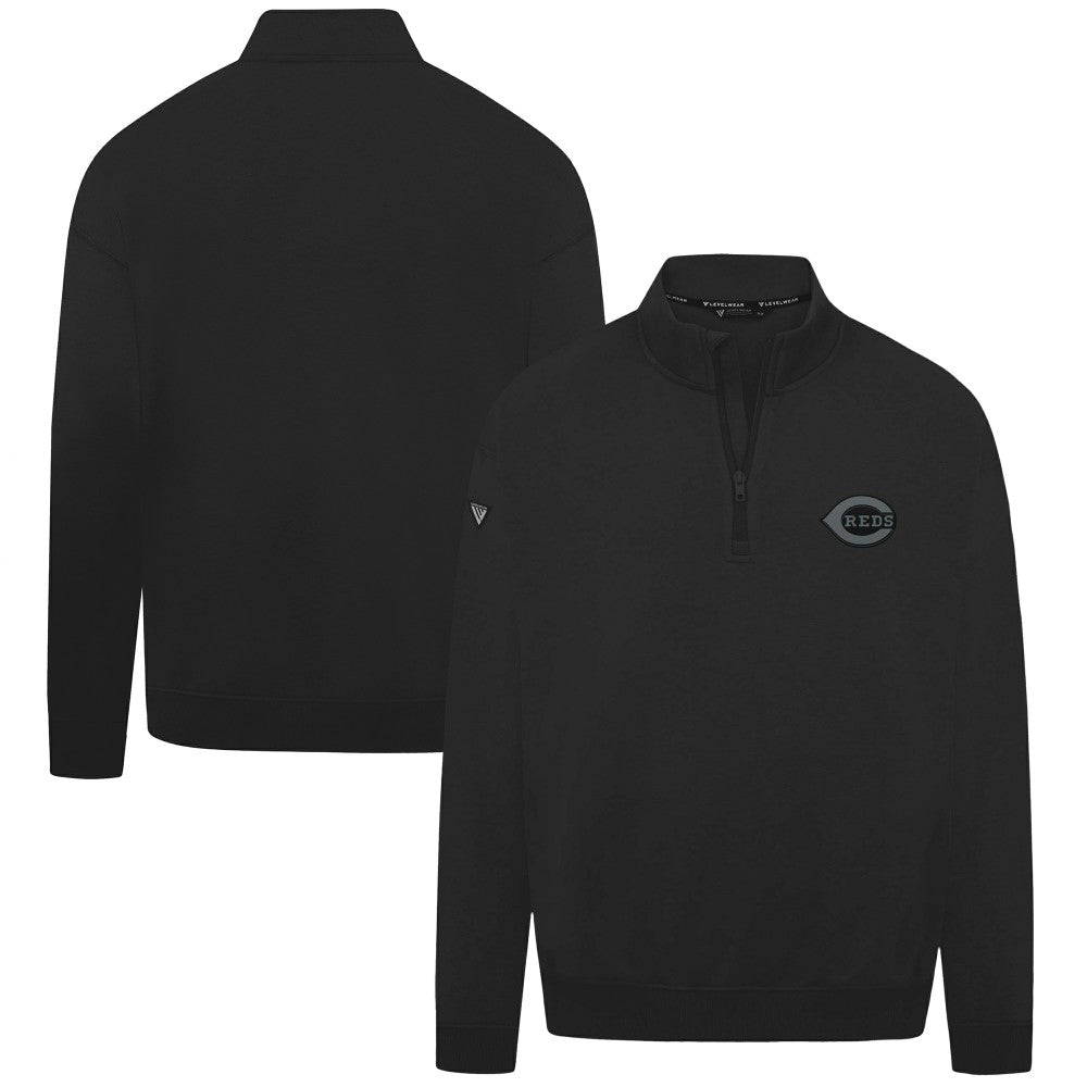 Black Cincinnati Reds Levelwear Murray Nightfall Quarter-Zip Top