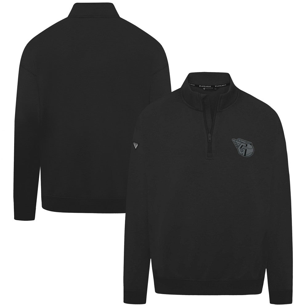 Black Cleveland Guardians Levelwear Murray Nightfall Quarter-Zip Top