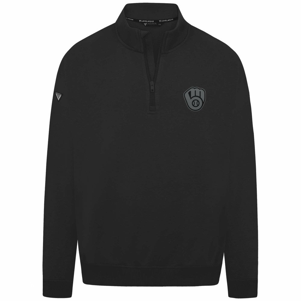 Black Milwaukee Brewers Levelwear Murray Nightfall Quarter-Zip Top