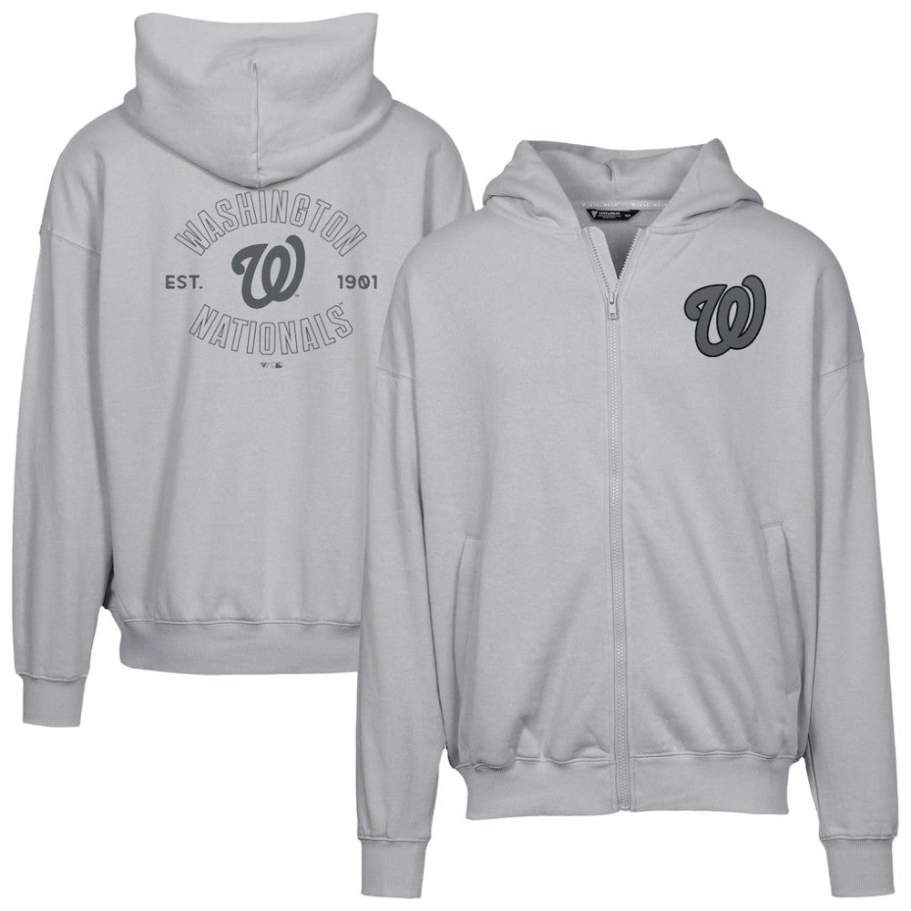 Gray Washington Nationals Levelwear Uphill Abyssal Full-Zip Hoodie
