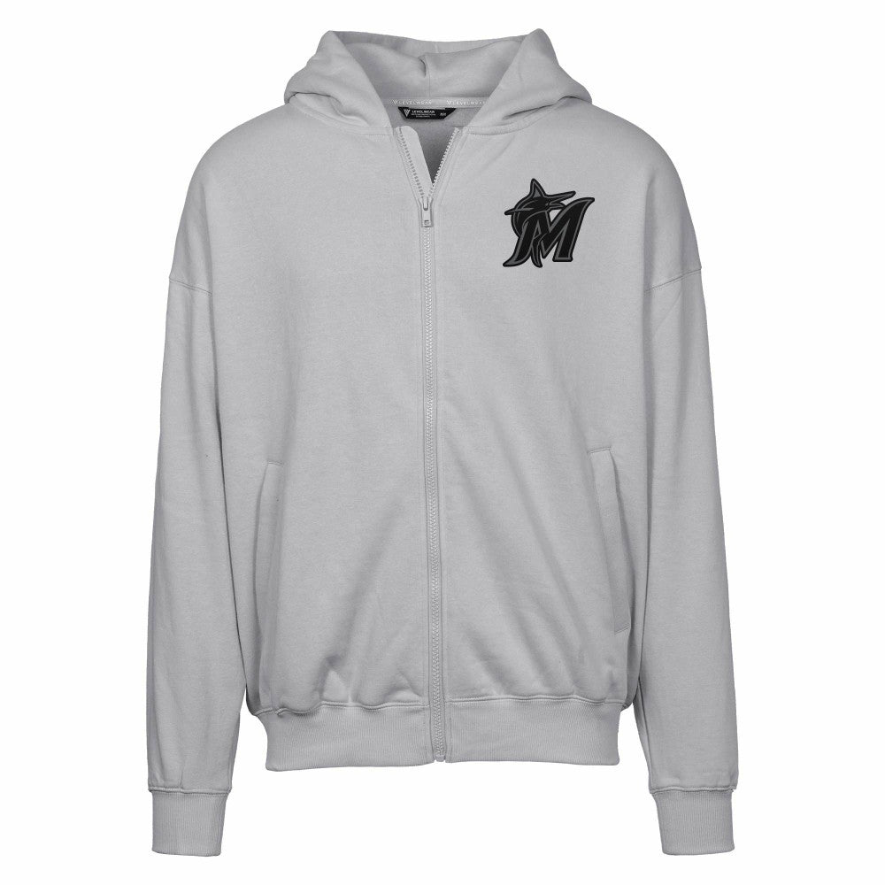 Gray Miami Marlins Levelwear Uphill Abyssal Full-Zip Hoodie