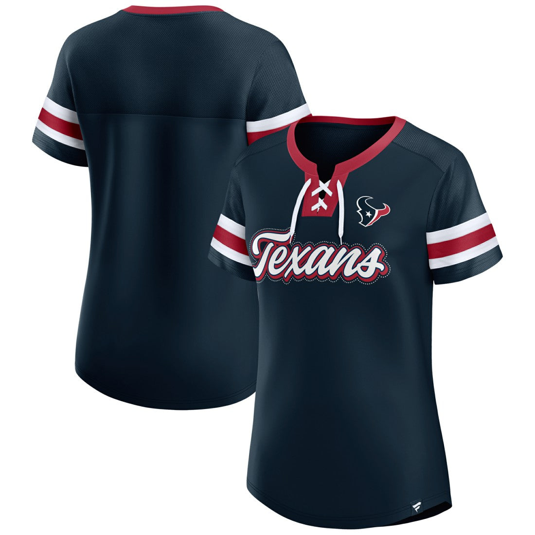 Women's Iconic Bling Athena Lace-Up V-Neck T-Shirt - Houston Texans T-shirts