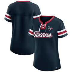 Women's Iconic Bling Athena Lace-Up V-Neck T-Shirt - Houston Texans T-shirts
