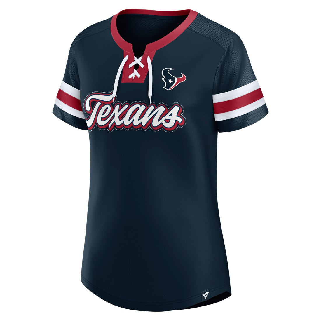 Women's Iconic Bling Athena Lace-Up V-Neck T-Shirt - Houston Texans T-shirts