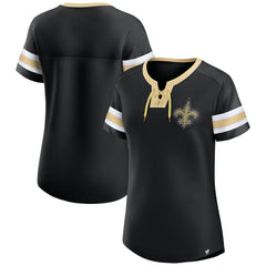 Women's Bling Athena Jersey Style Lace-up T-Shirt - New Orleans Saints T-shirts