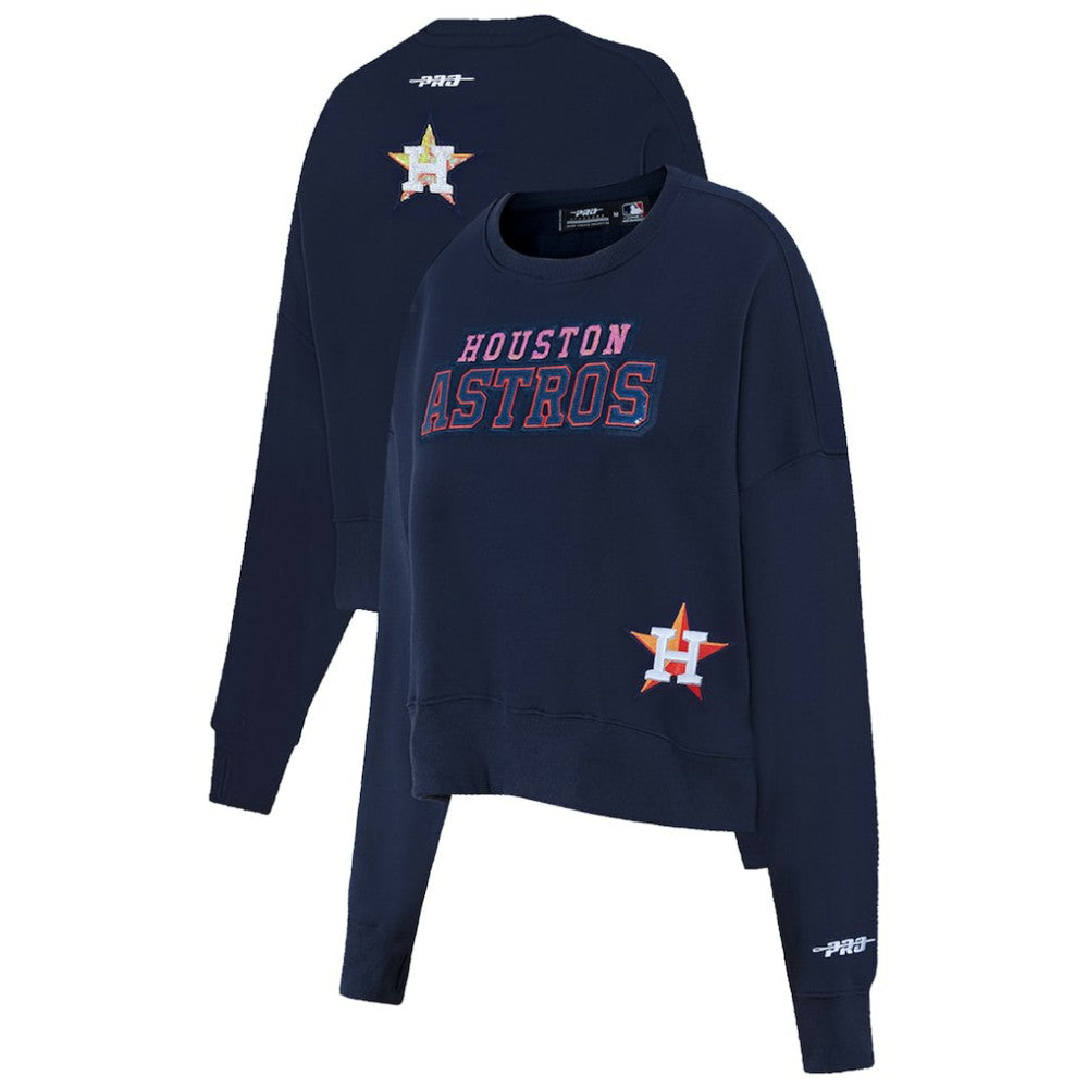 Navy Houston Astros Pro Standard Women's Game Day Classics Crewneck Pullover Sweatshirt