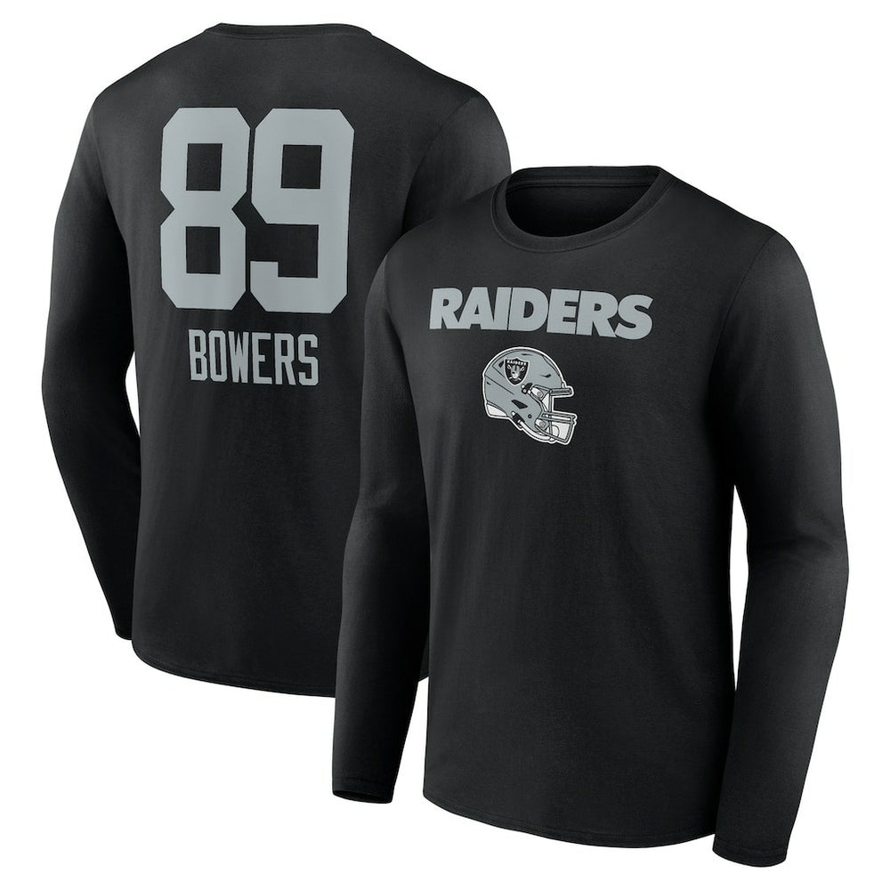 Brock Bowers  Name & Number Team Wordmark Long Sleeve T-Shirt - Las Vegas Raiders T-shirts