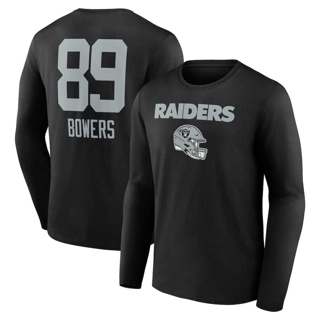 Brock Bowers  Name & Number Team Wordmark Long Sleeve T-Shirt - Las Vegas Raiders T-shirts