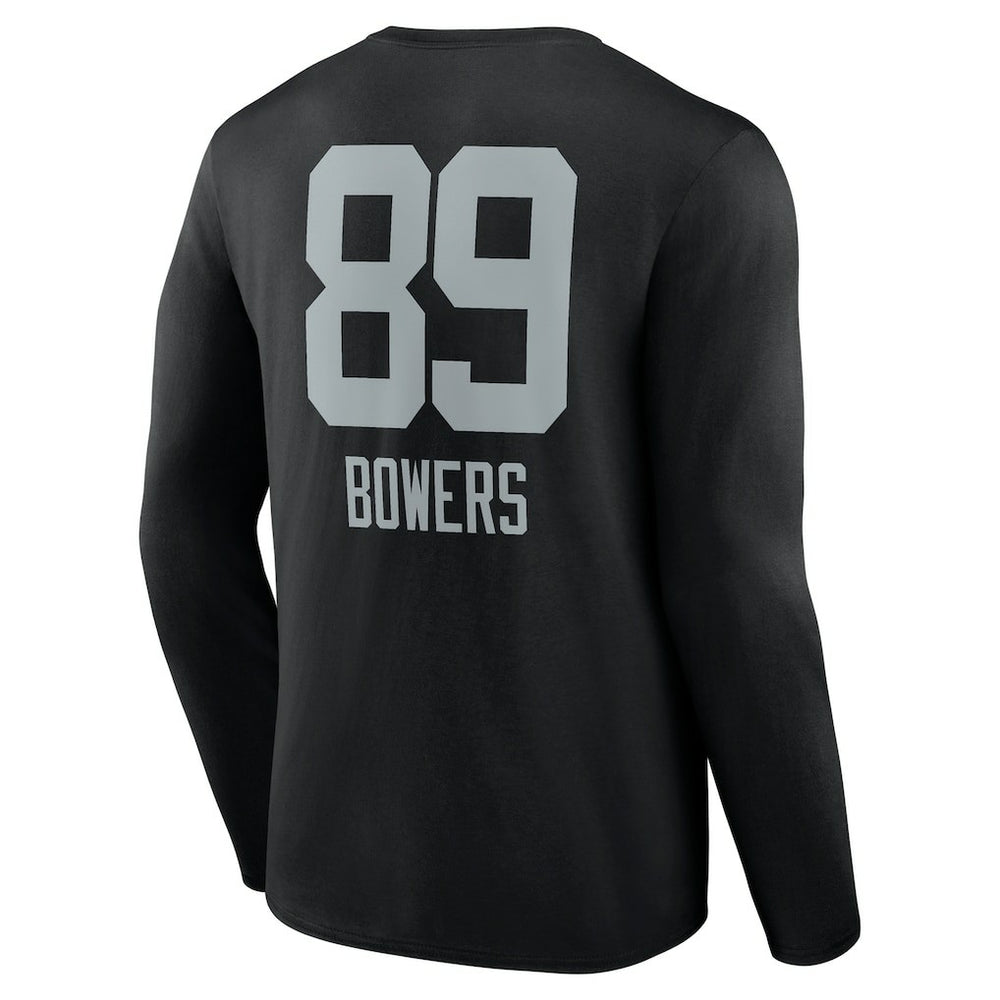 Brock Bowers  Name & Number Team Wordmark Long Sleeve T-Shirt - Las Vegas Raiders T-shirts