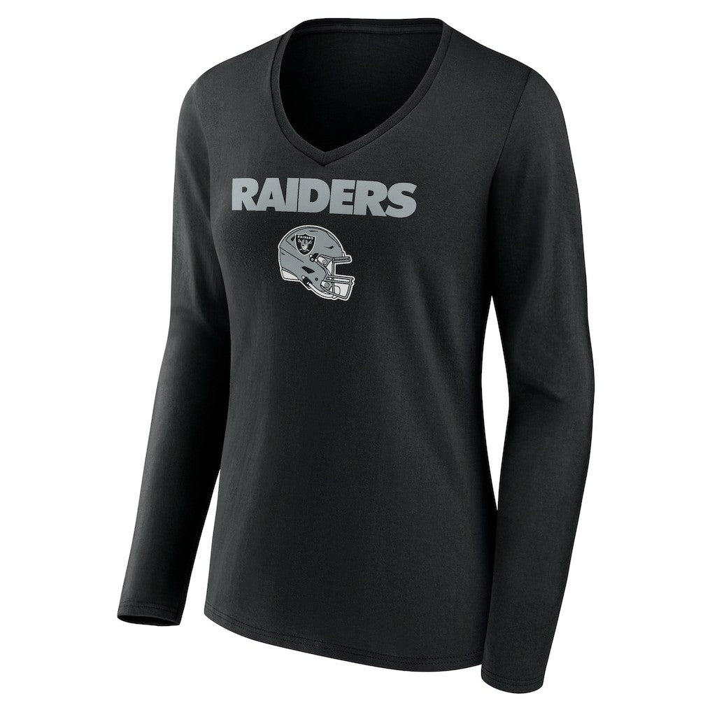 Brock Bowers  Women's Name & Number Team Wordmark Long Sleeve V-Neck T-Shirt - Las Vegas Raiders T-shirts