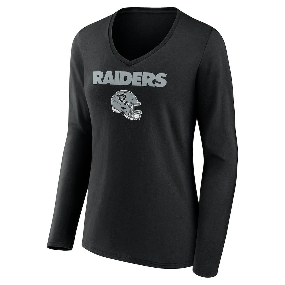 Brock Bowers  Women's Name & Number Team Wordmark Long Sleeve V-Neck T-Shirt - Las Vegas Raiders T-shirts