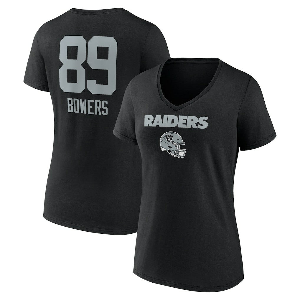 Brock Bowers  Women's Name & Number Team Wordmark V-Neck T-Shirt - Las Vegas Raiders T-shirts