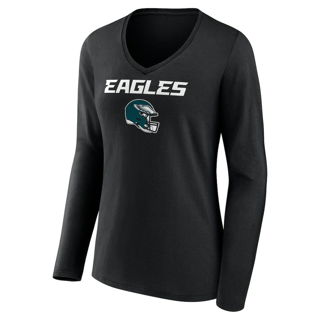 Saquon Barkley  Women's Name & Number Team Wordmark Long Sleeve V-Neck T-Shirt - Philadelphia Eagles T-shirts