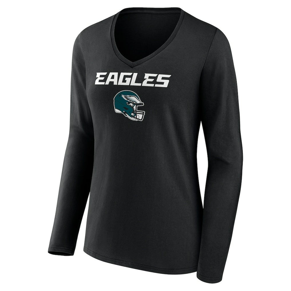 Saquon Barkley  Women's Name & Number Team Wordmark Long Sleeve V-Neck T-Shirt - Philadelphia Eagles T-shirts