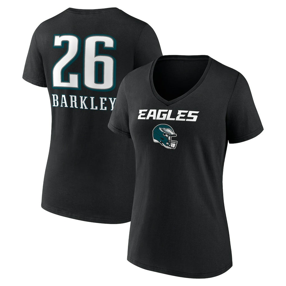 Saquon Barkley  Women's Name & Number Team Wordmark V-Neck T-Shirt - Philadelphia Eagles T-shirts