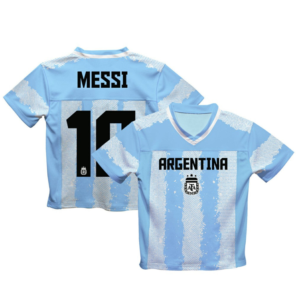 Lionel Messi Argentina National Team Vive La Fete Youth Painted Stripes Football Jersey