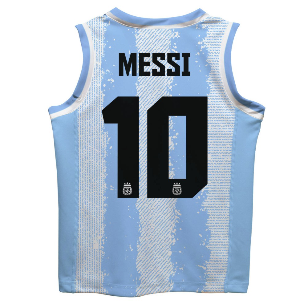 Lionel Messi Argentina National Team Vive La Fete Youth Painted Stripes Basketball Jersey