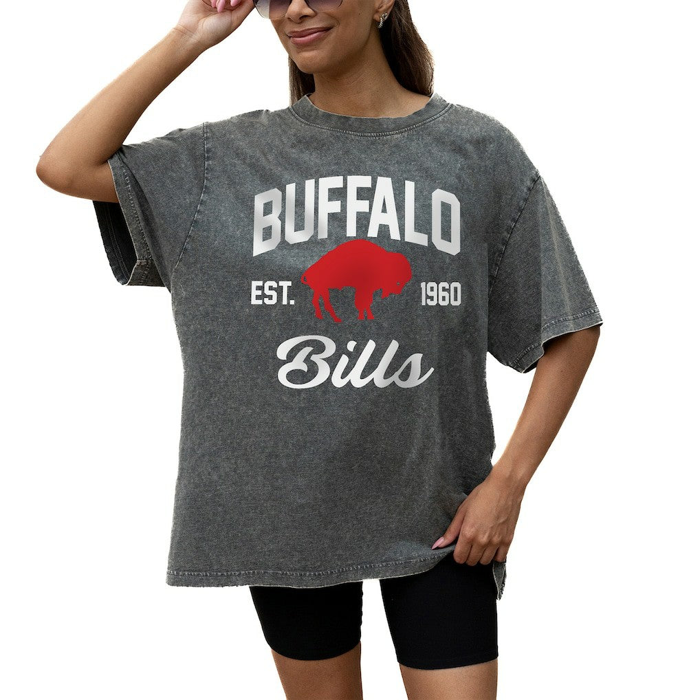 Gameday Couture Women's Throwback Oversized Snow Wash T-Shirt - Buffalo Bills T-shirts