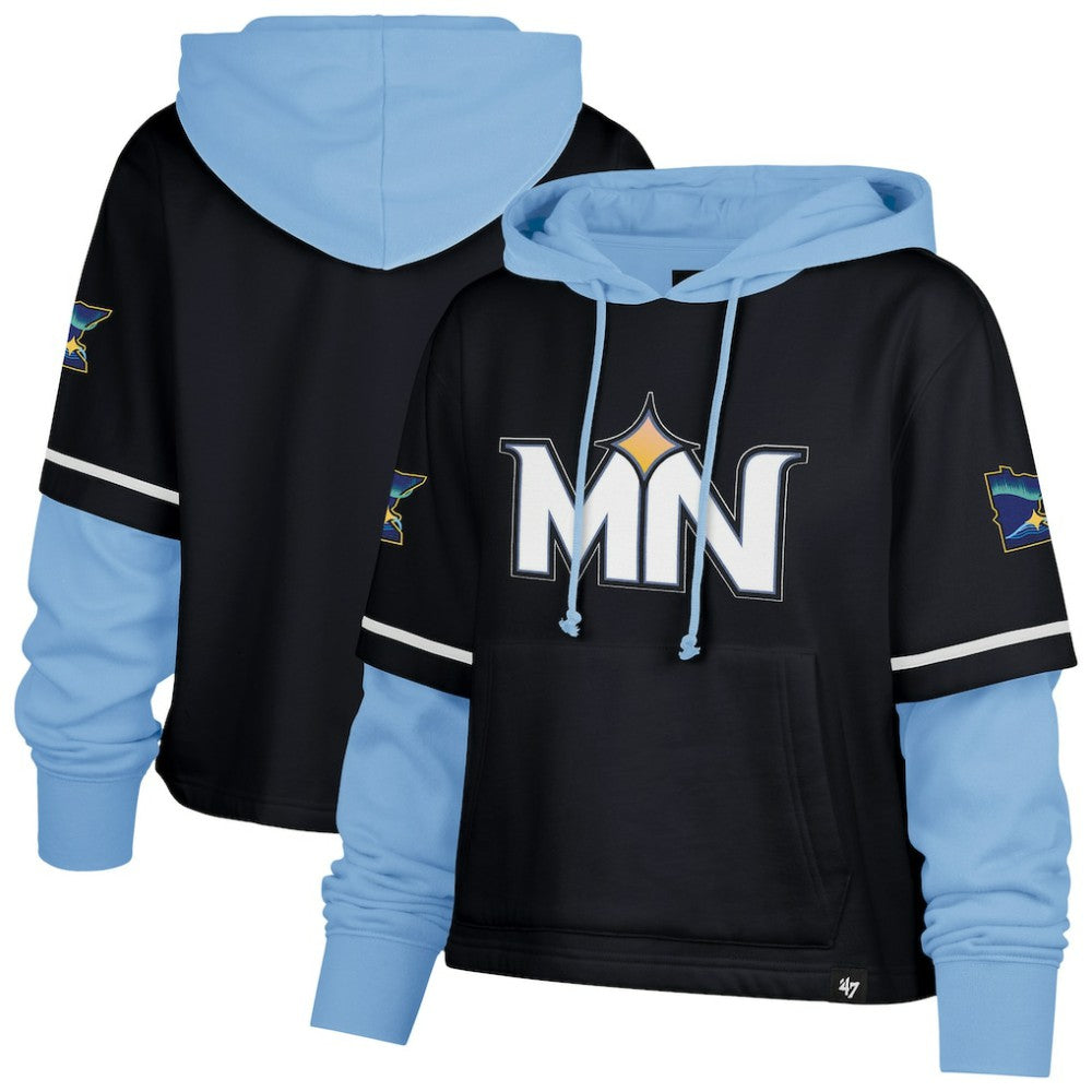 Navy Minnesota Twins '47 Women's City Connect Shortstop Cropped Pullover Hoodie