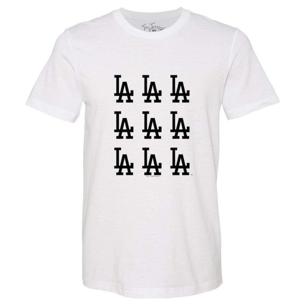 White Los Angeles Dodgers Tiny Turnip Women's Logo Grid T-Shirt