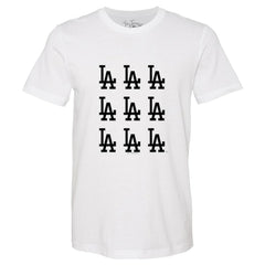 White Los Angeles Dodgers Tiny Turnip Women's Logo Grid T-Shirt