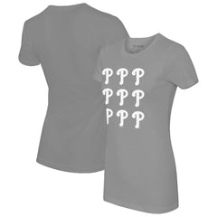 Gray Philadelphia Phillies Tiny Turnip Women's Logo Grid  T-Shirt