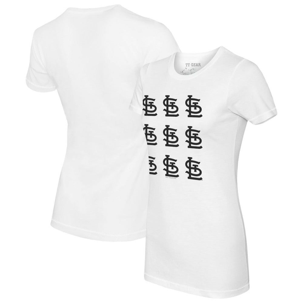 White St. Louis Cardinals Tiny Turnip Women's Logo Grid T-Shirt