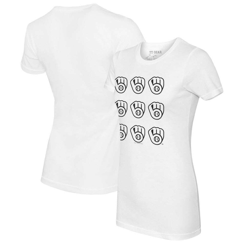 White Milwaukee Brewers Tiny Turnip Women's Logo Grid T-Shirt