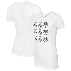 White Milwaukee Brewers Tiny Turnip Women's Logo Grid T-Shirt