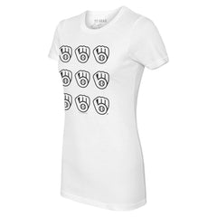 White Milwaukee Brewers Tiny Turnip Women's Logo Grid T-Shirt