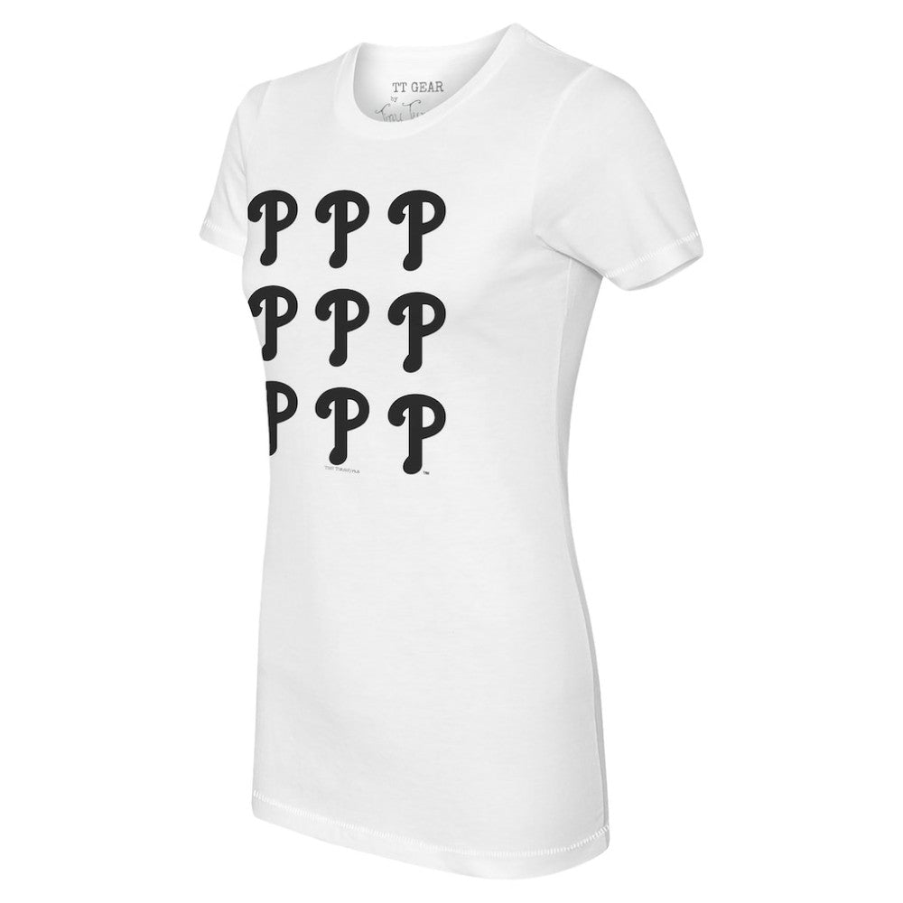 White Philadelphia Phillies Tiny Turnip Women's Logo Grid T-Shirt