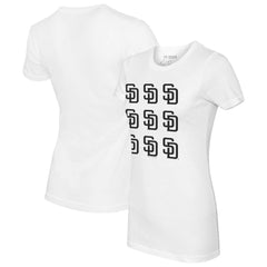 White San Diego Padres Tiny Turnip Women's Logo Grid T-Shirt